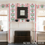 Schumacher Poppy Stripes Red Wallpaper