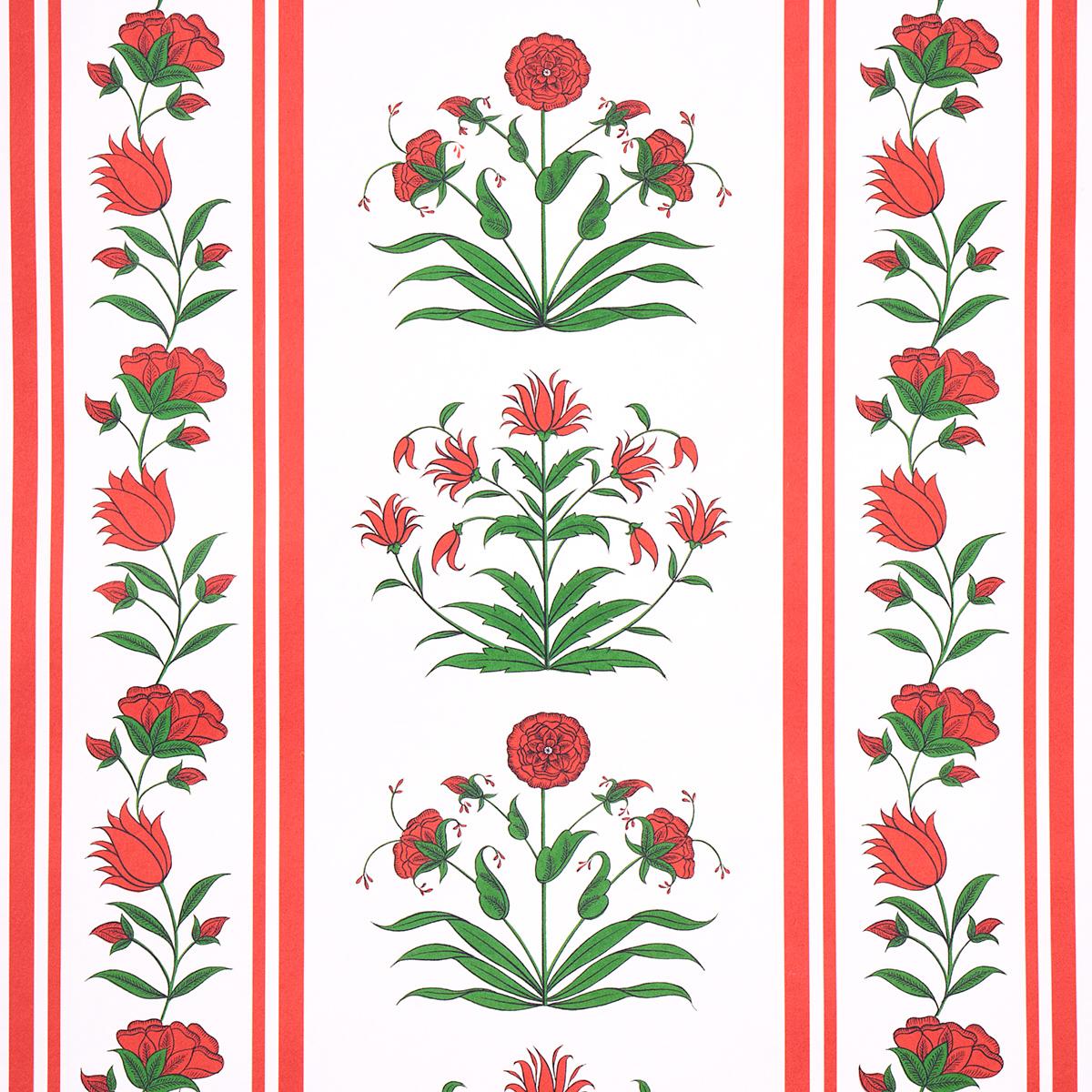 Schumacher Poppy Stripes Red Wallpaper