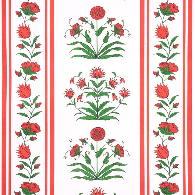 Schumacher Poppy Stripes Red Wallpaper