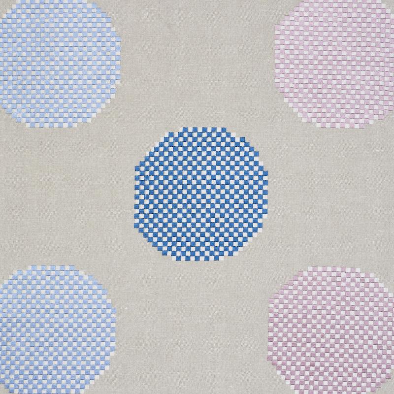 Schumacher Hansen Embroidery Blue & Lilac Fabric