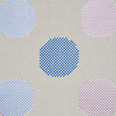 Schumacher Hansen Embroidery Blue & Lilac Fabric