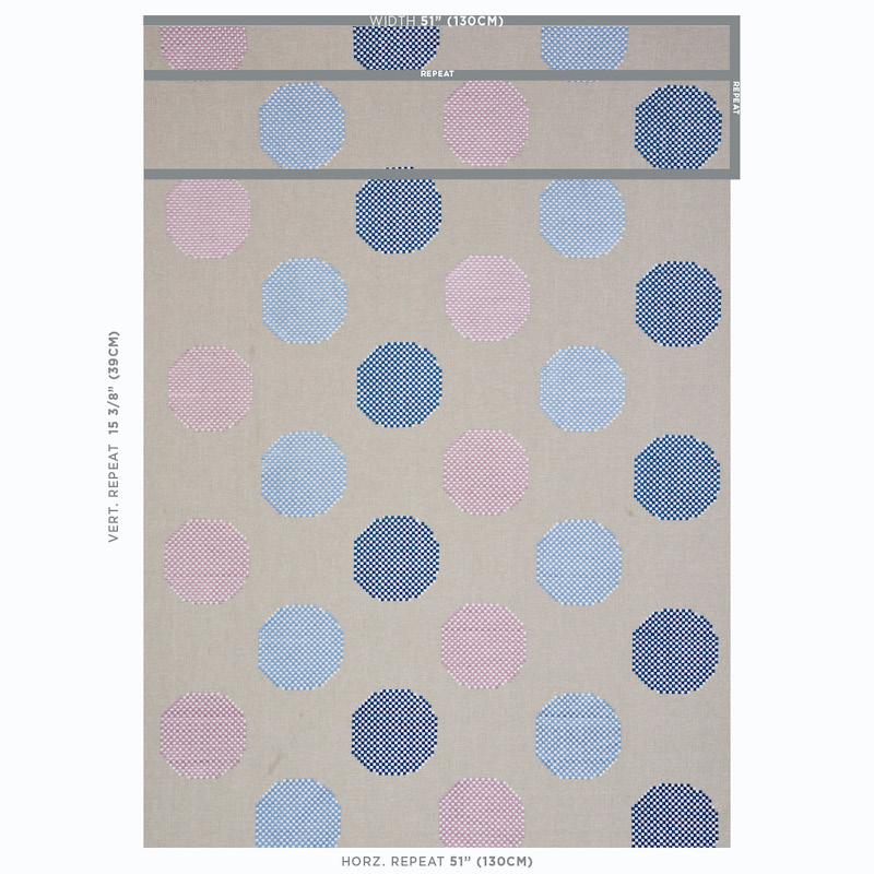 Schumacher Hansen Embroidery Blue & Lilac Fabric