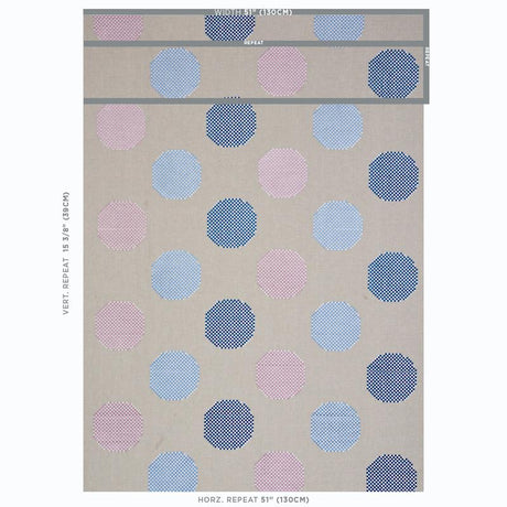 Schumacher Hansen Embroidery Blue & Lilac Fabric