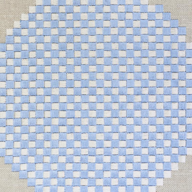 Schumacher Hansen Embroidery Blue & Lilac Fabric