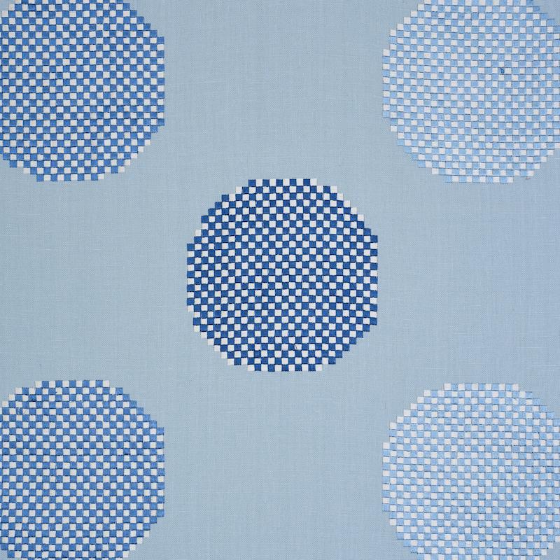 Schumacher Hansen Embroidery Blue Fabric