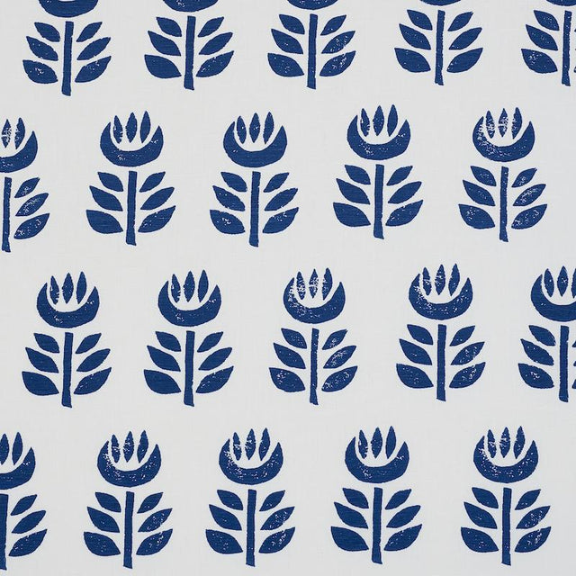 Schumacher Rosenborg Hand Print Navy Fabric