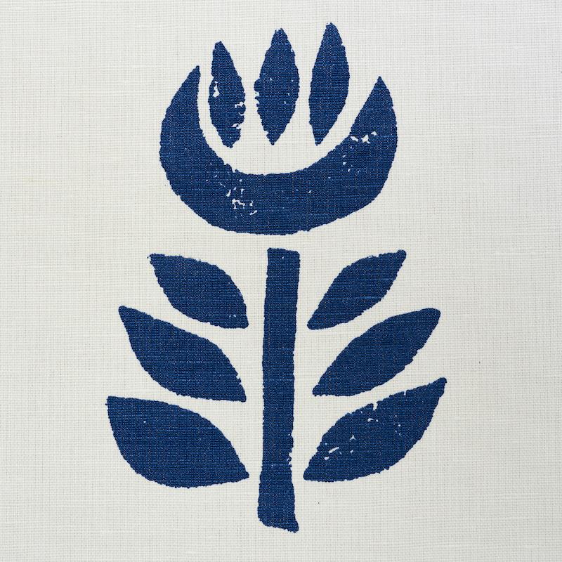 Schumacher Rosenborg Hand Print Navy Fabric