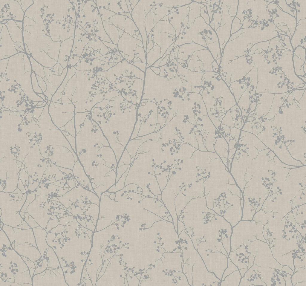 Antonina Vella Luminous Branches Gray/Silver Wallpaper