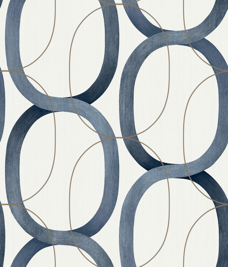 Candice Olson Interlock Peel & Stick Navy Wallpaper