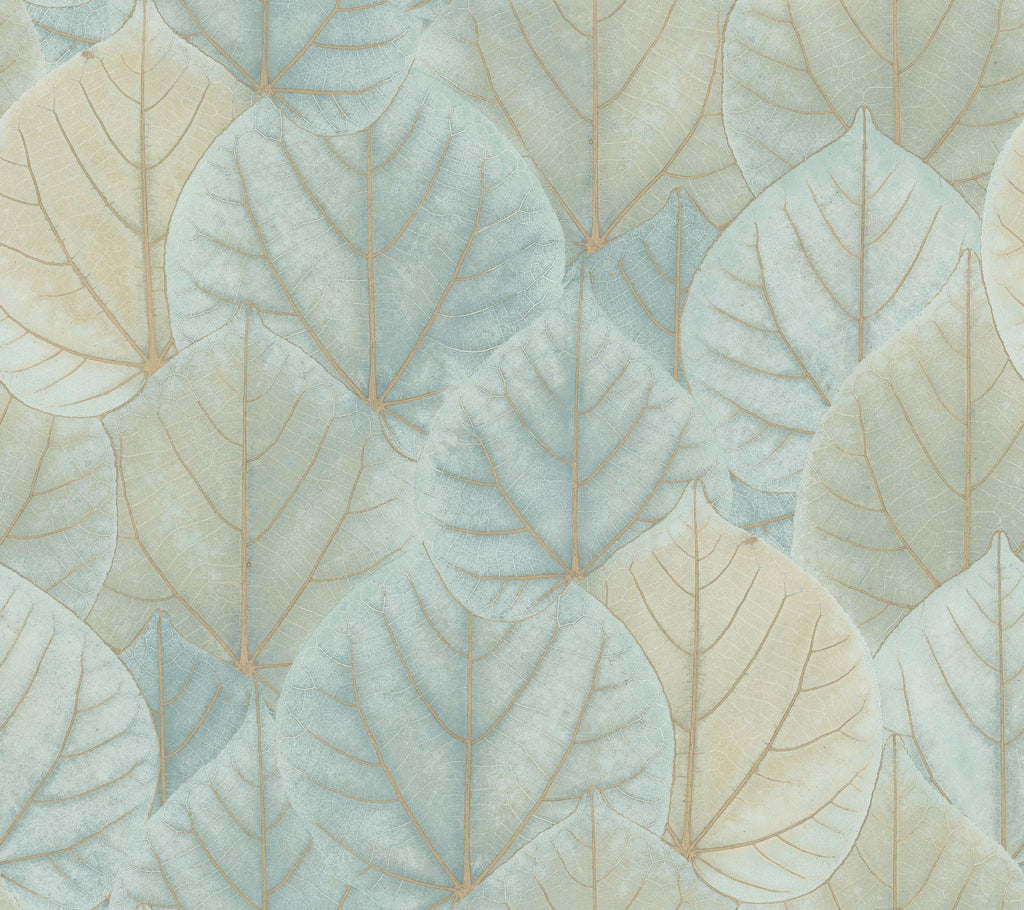 Candice Olson Leaf Concerto Peel & Stick Turquoise Wallpaper