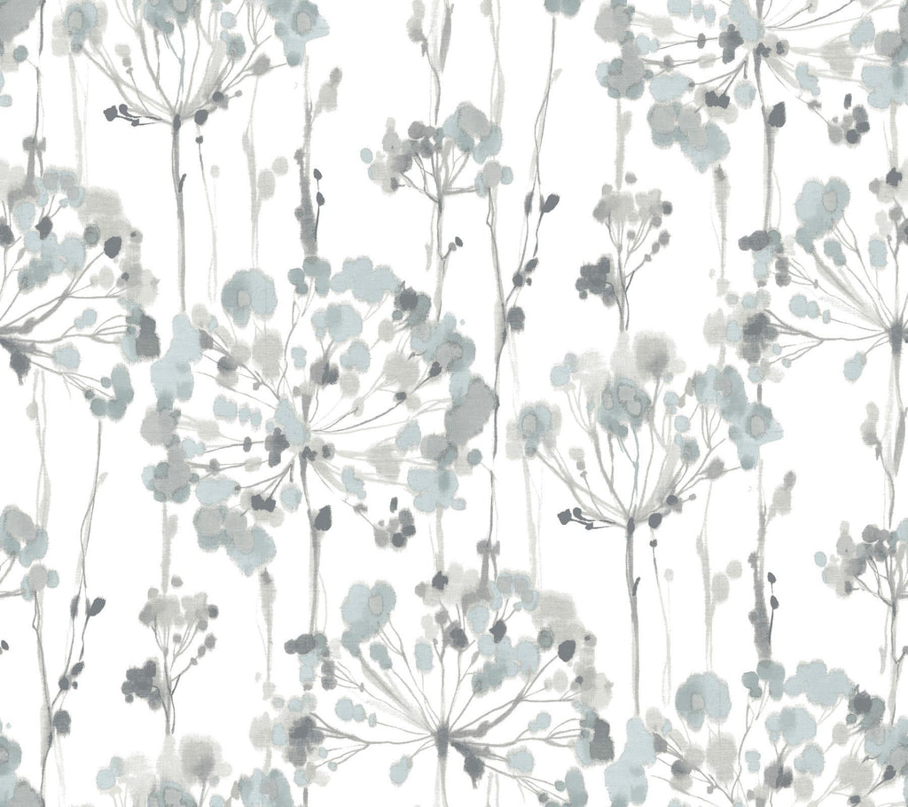 Candice Olson Flourish Peel & Stick Sheer Blue & Grey Wallpaper