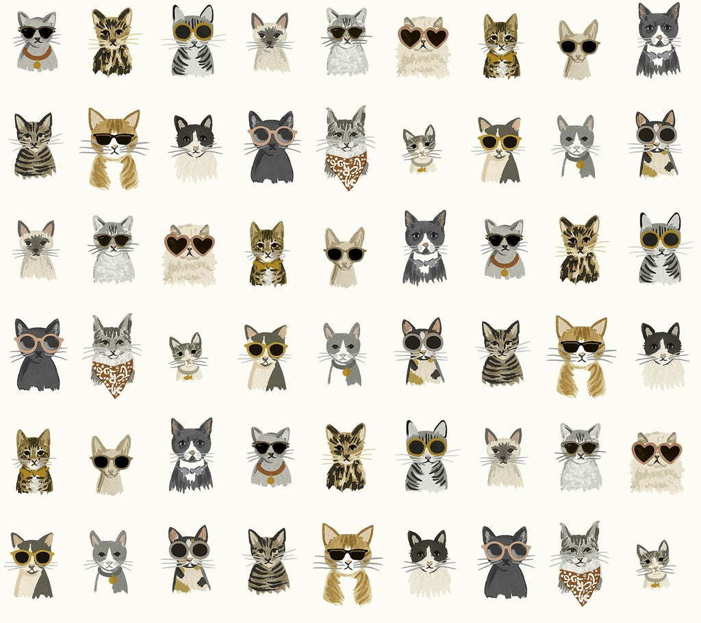 Rifle Paper Co. Cool Cats Peel & Stick Grey & Gold Wallpaper