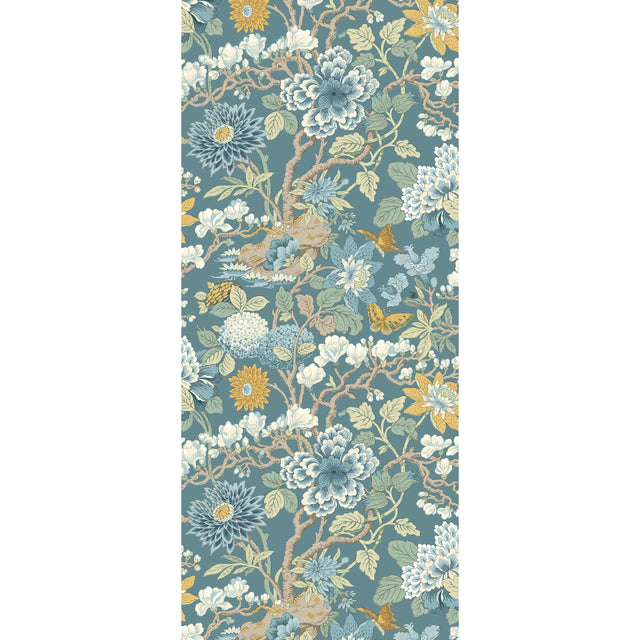 G P & J Baker LITTLE MAGNOLIA DENIM/OCHRE Wallpaper