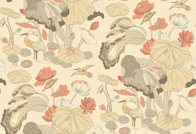 G P & J Baker NYMPHEUS PARCHMENT/BLUSH Wallpaper