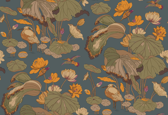 G P & J Baker NYMPHEUS SUNSET Wallpaper
