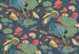 G P & J Baker NYMPHEUS INDIGO/TEAL Wallpaper