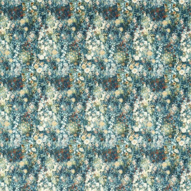 Clarke & Clarke ROSEDENE DENIM/SPICE Fabric