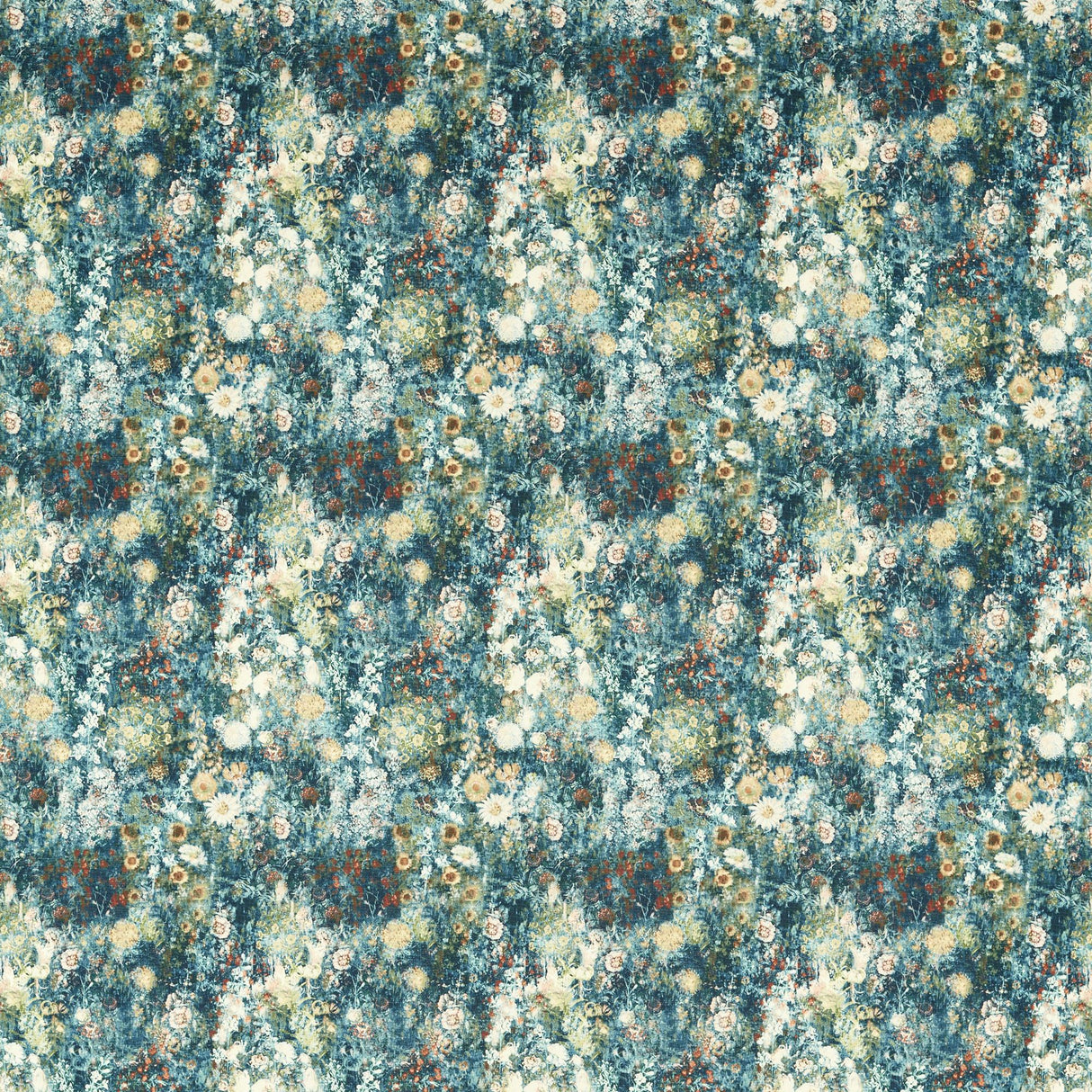 Clarke & Clarke ROSEDENE DENIM/SPICE Fabric