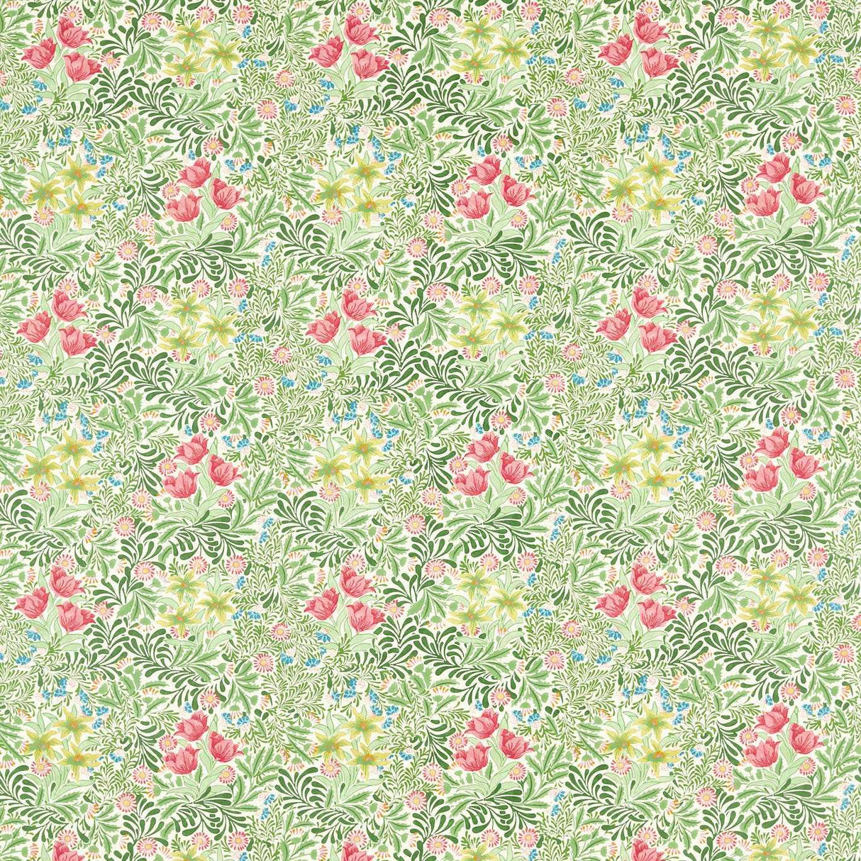 Morris & Co Bower Boughs Green/Rose Fabric