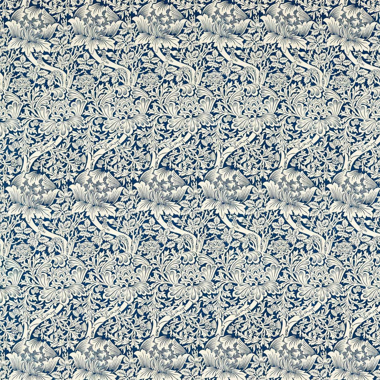 Morris & Co Rose & Thistle Indigo Fabric