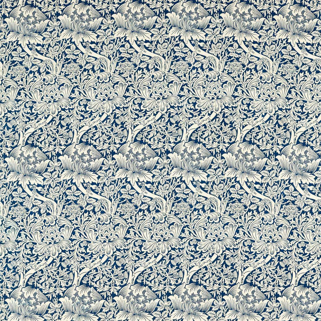 Morris & Co Rose & Thistle Indigo Fabric