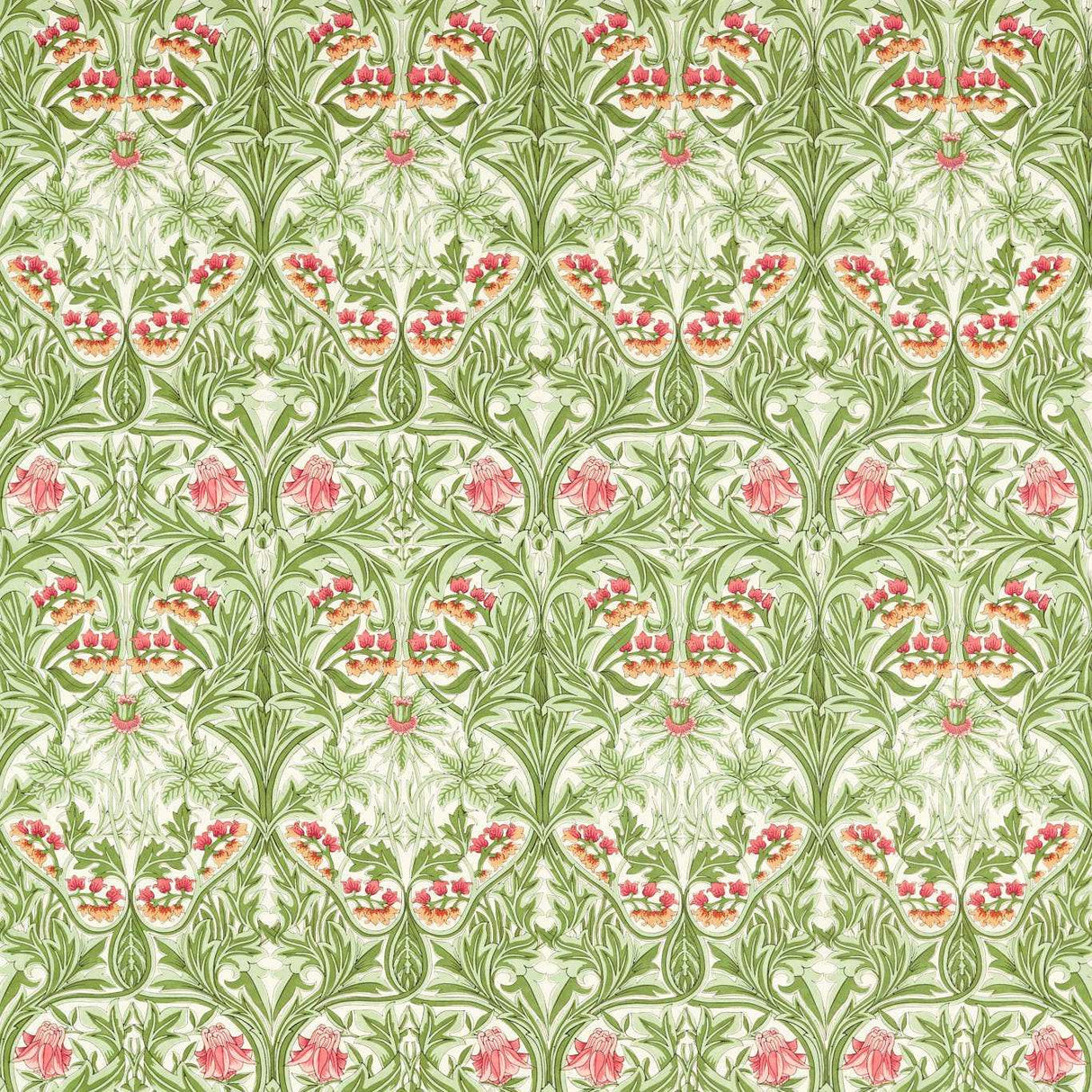Morris & Co Bluebell Leaf Green/Sweet Briar Fabric