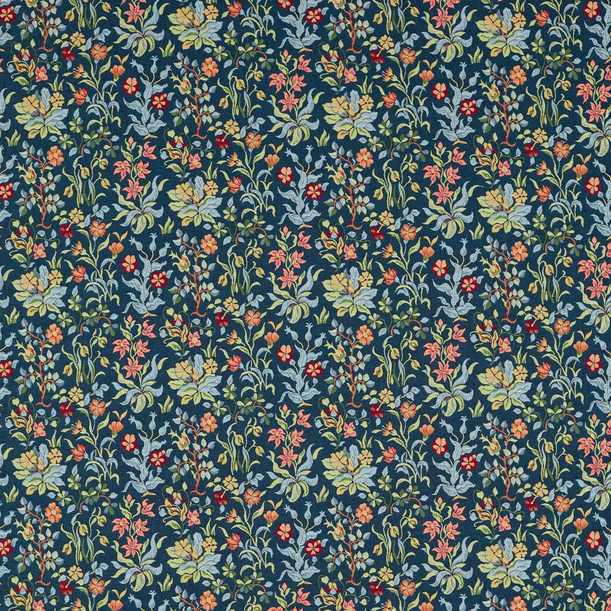Morris & Co Flowers by May Indigo Fabric
