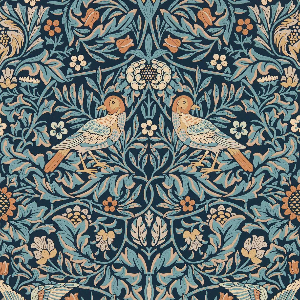Morris & Co Bird Webbs Blue Wallpaper