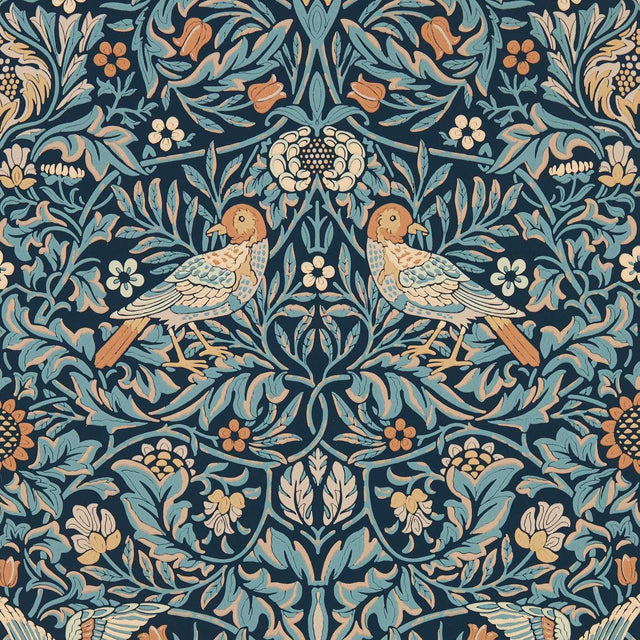Morris & Co Bird Webbs Blue Wallpaper