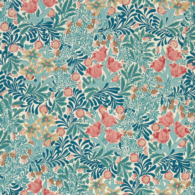 Morris & Co Bower Indigo/Barbed Berry Wallpaper