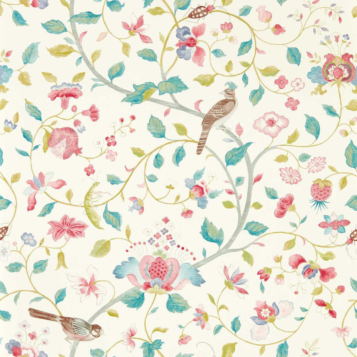 Sanderson Arils Garden Blue Clay/Pink Wallpaper