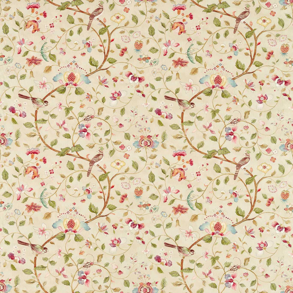 Sanderson Arils Garden Olive/Mulberry Fabric