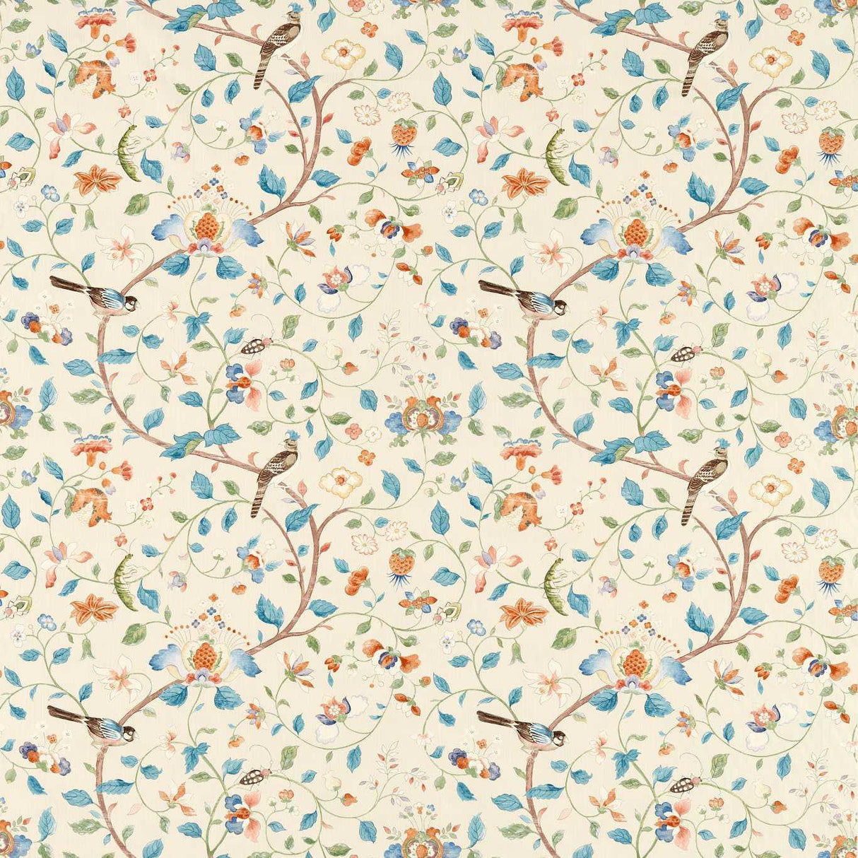 Sanderson Arils Garden Teal/Russet Fabric