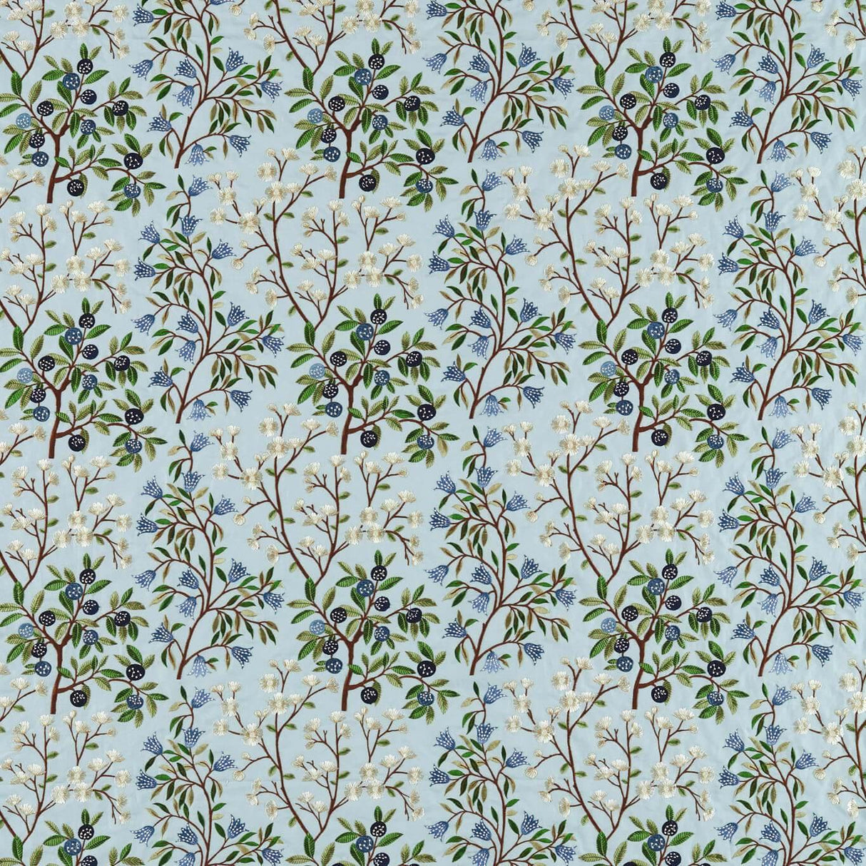 Sanderson Foraging Embroidery Dawn Blue Fabric