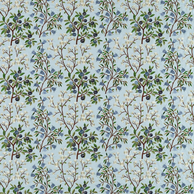 Sanderson Foraging Embroidery Dawn Blue Fabric