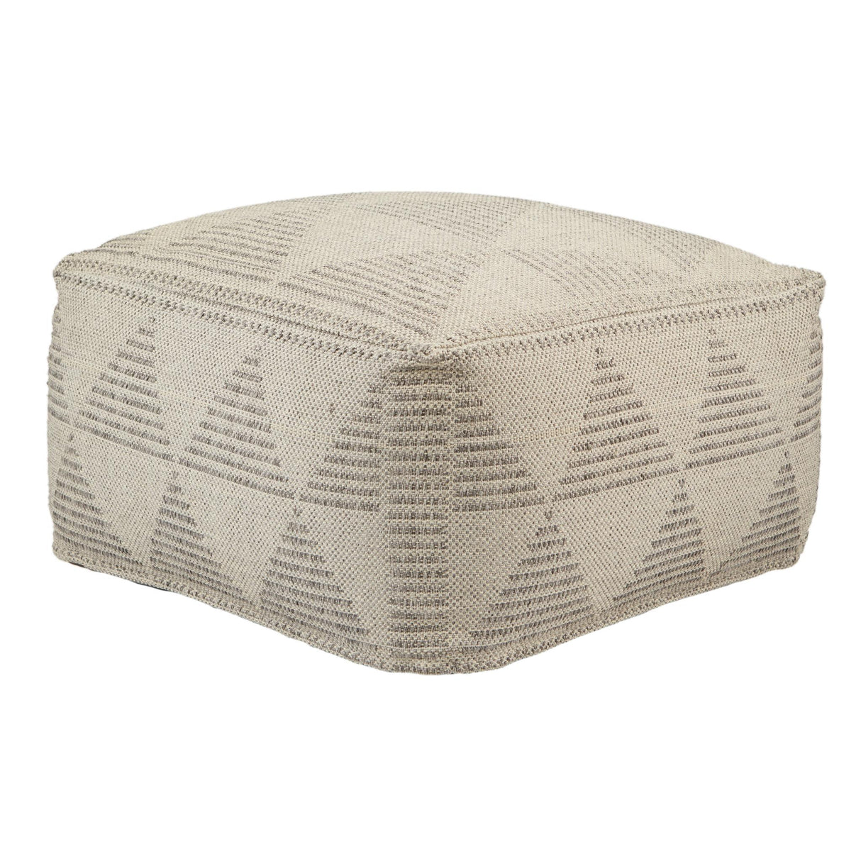 Jaipur Living Alrik Indoor/ Outdoor Geometric Gray/ Cream Cuboid Pouf