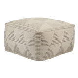 Jaipur Living Alrik Indoor/ Outdoor Geometric Gray/ Cream Cuboid Pouf