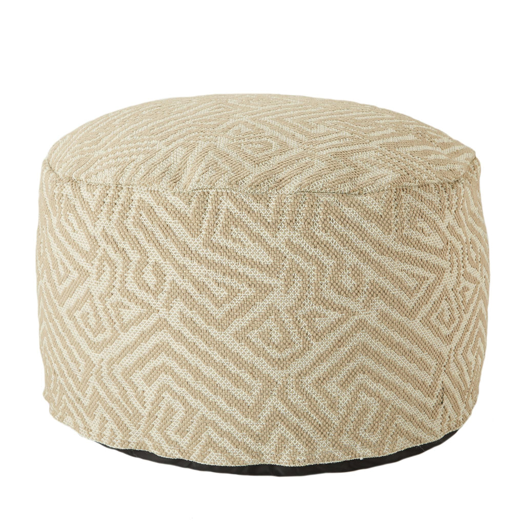 Jaipur Living Fenne Indoor/ Outdoor Tribal Taupe/ White Cylinder Pouf
