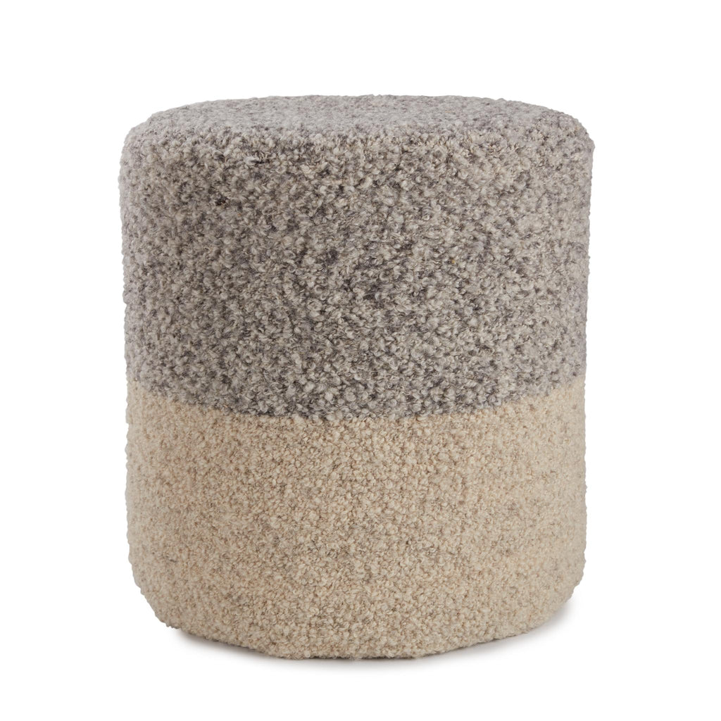 Jaipur Living Micco Ombre Light Gray/ Cream Cylinder Pouf