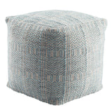 Jaipur Living Destrie Indoor/ Outdoor Tribal Light Blue/ Light Gray Cube Pouf