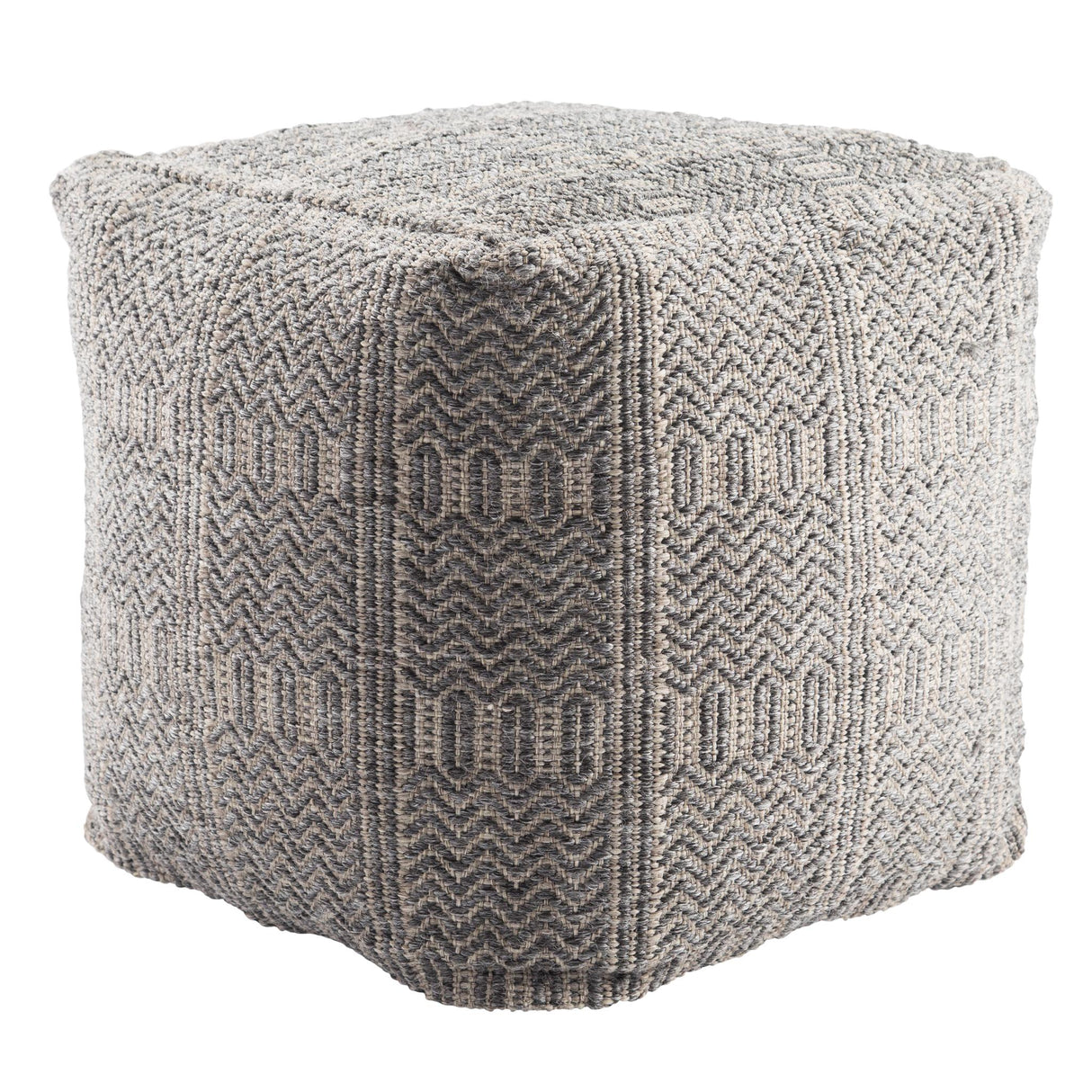 Jaipur Living Destrie Indoor/ Outdoor Tribal Gray Cube Pouf