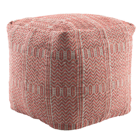 Jaipur Living Destrie Indoor/ Outdoor Tribal Red/ Light Gray Cube Pouf