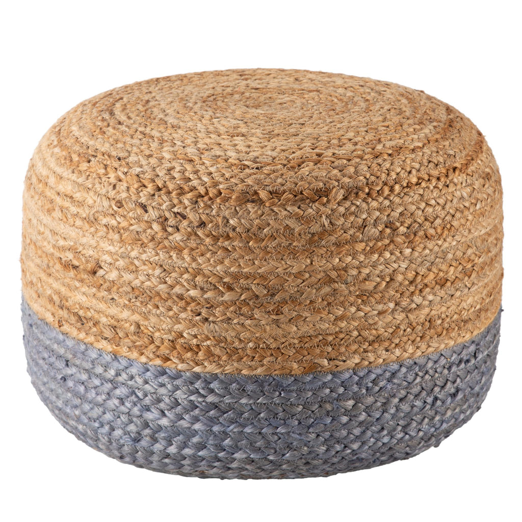 Jaipur Living Oliana Natural Ombre Light Gray/ Beige Cylinder Pouf