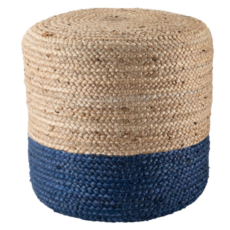 Jaipur Living Oliana Natural Ombre Blue/ Beige Cylinder Pouf