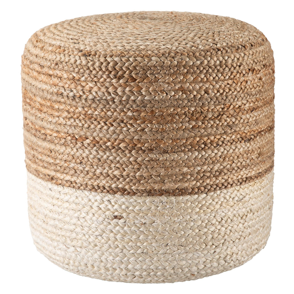 Jaipur Living Oliana Natural Ombre White/ Beige Cylinder Pouf