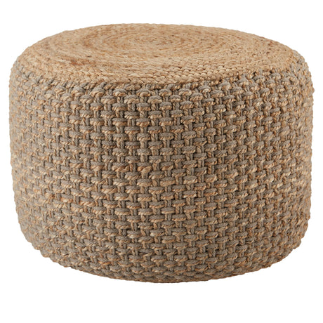 Jaipur Living Kealani Trellis Gray/ Beige Cylinder Pouf