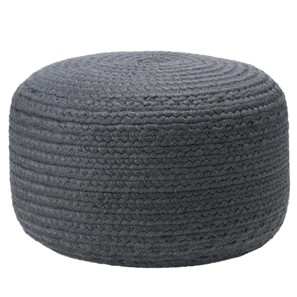 Vibe By Jaipur Living Santa Rosa Indoor/ Outdoor Solid Dark Gray Cylinder Pouf