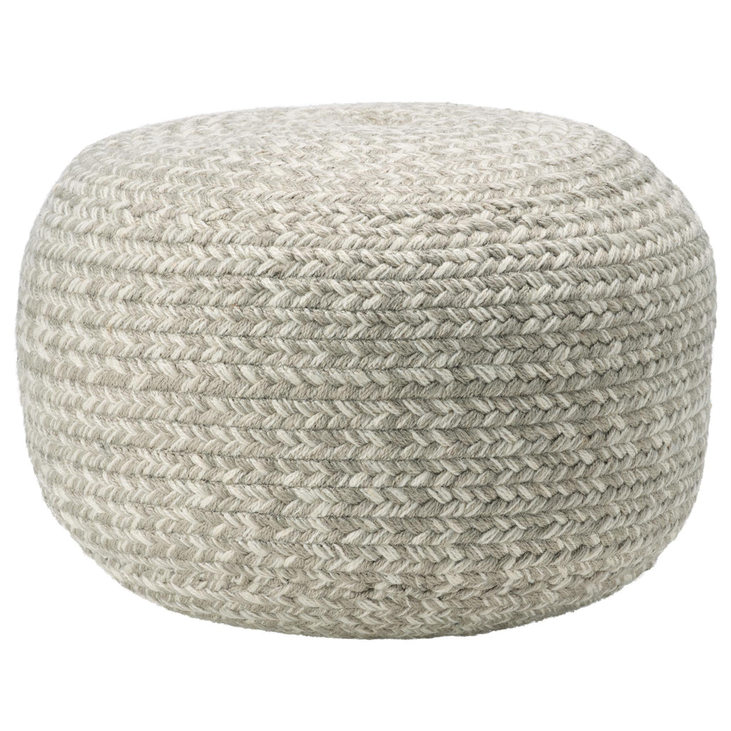 Vibe By Jaipur Living Grayton Indoor/ Outdoor Solid Heather Gray/ Cream Cylinder Pouf