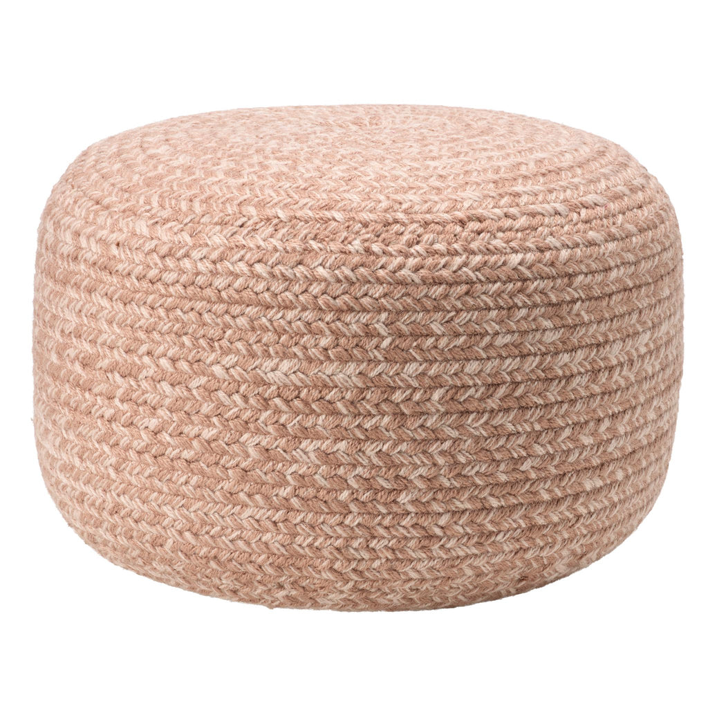 Vibe By Jaipur Living Grayton Indoor/ Outdoor Solid Heather Light Pink Cylinder Pouf