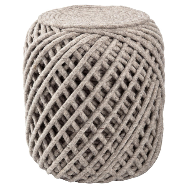Jaipur Living Scandinavia Pouf Guna Textured Gray 16" x 16" x 18" Accent Furniture